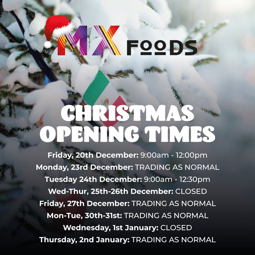 Please see below for our Christmas Opening Times.