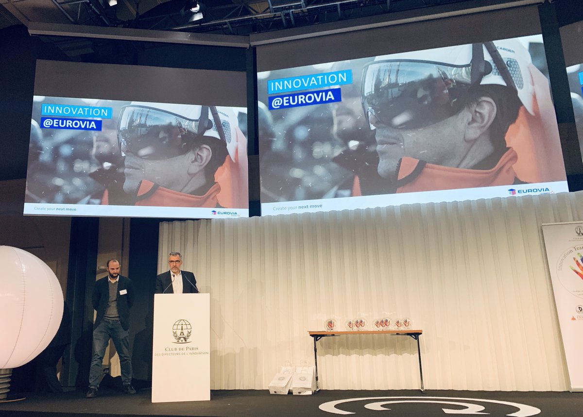PierreMetivier's tweet photo. Didier Deschanel @Desdi9 Directeur de l’Innovation et Pierre Forcade, Chef de projet innovation Direction de l’innovation @Eurovia_Group on stage #itbp19 #innovation https://t.co/sB8rSqjoaQ https://t.co/zQpXXaDkEK