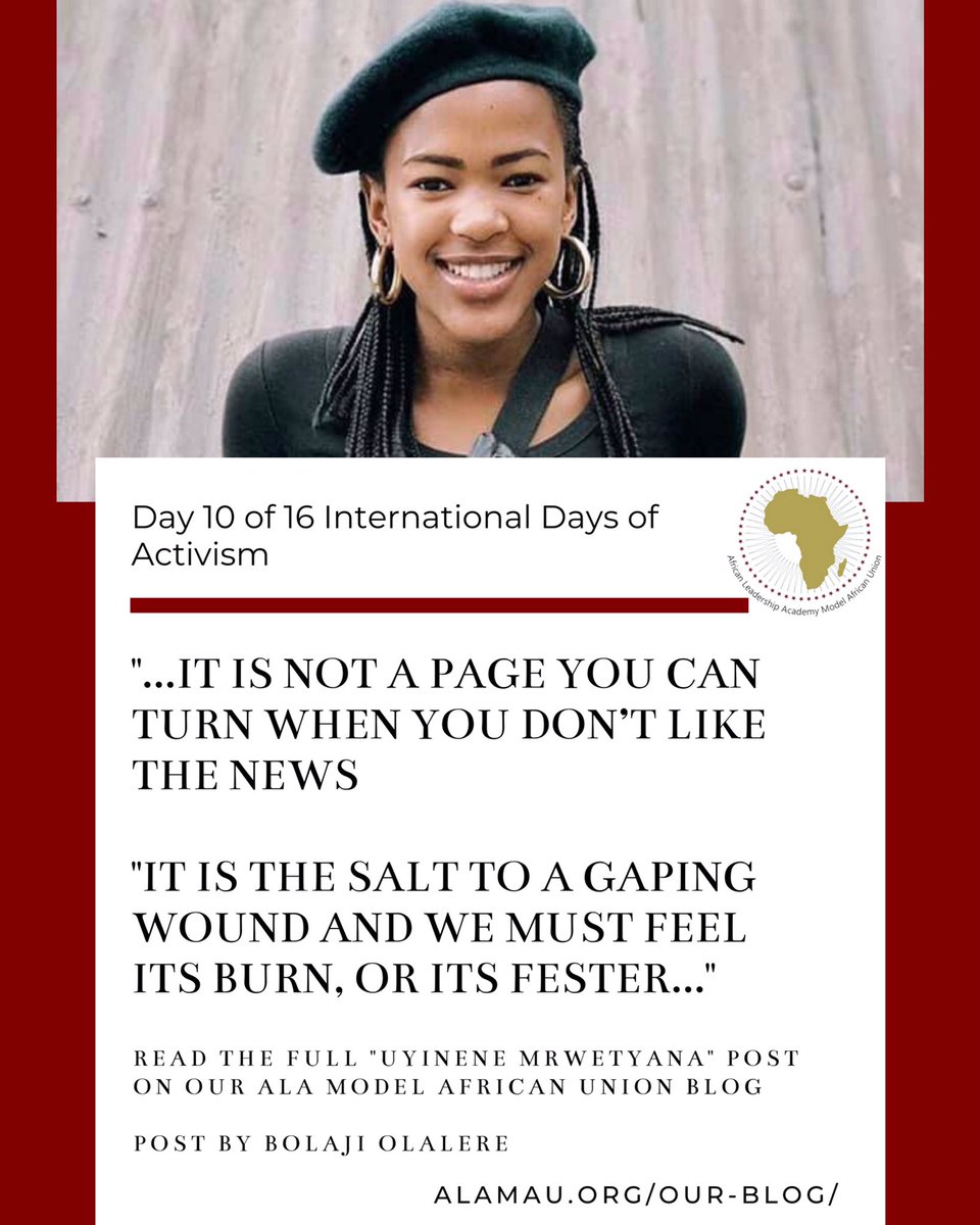 alamau2022's tweet photo. Posted on December 5, our blog post entitled ‘Uyinene Mretywana’ spreads awareness about #violence against women. #genderbasedviolence #woman
Keep following us for more #alamau2020 blog post updates. Copy the link above and give ‘Uyinene Mrwetyana’ a read. https://t.co/bBTgP1GDaE
