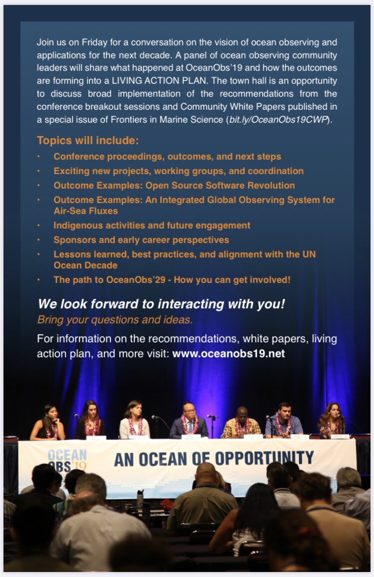 And we’re back! Tomorrow is an official #OceanObs19 Town Hall at #AGU2019. Come join us for a conversation over lunch at 12:30p if you’re in San Francisco - Moscone West 3002, L3. Many, many updates coming. Stay tuned! <a href="/GOOSocean/">The Global Ocean Observing System (GOOS)</a> <a href="/IocUnesco/">UNESCO Ocean</a> <a href="/EuroGOOS/">EuroGOOS</a>