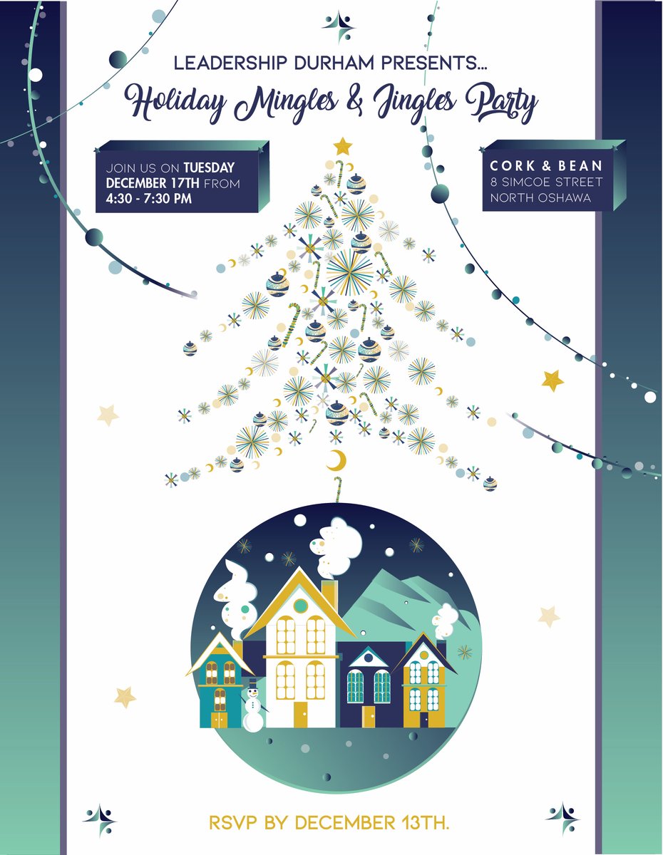 The Leadership Durham Holiday Mingles and Jingles is here! Join us at Cork and Bean in Oshawa between 4:30pm and 7:00pm for food, drinks, and trivia!