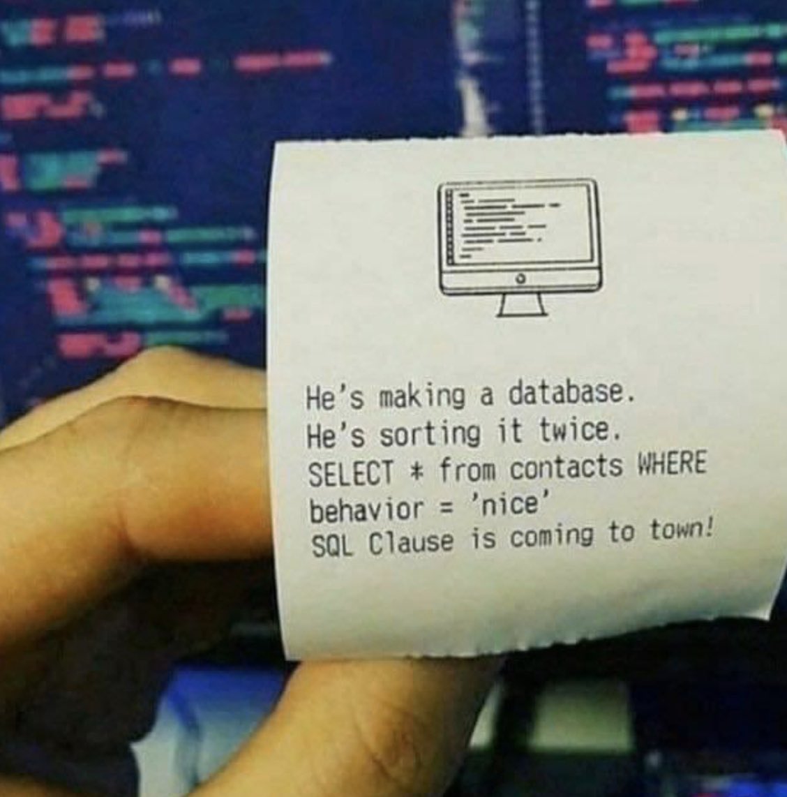 glennfawcett's tweet photo. May all your Sorts and Clauses be great!! @CockroachDB #SQL #oaktable #postges #mysql #oracle #DBA #SQLDev #SQLServer https://t.co/HQBF4cgv3s