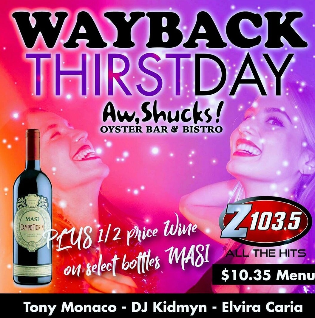Z1035Toronto's tweet photo. Join @TonyMonaco for #WaybackThirstday at @AwShucksAurora featuring @Kidmyn TONIGHT!🥂 https://t.co/id6TJzoBZU