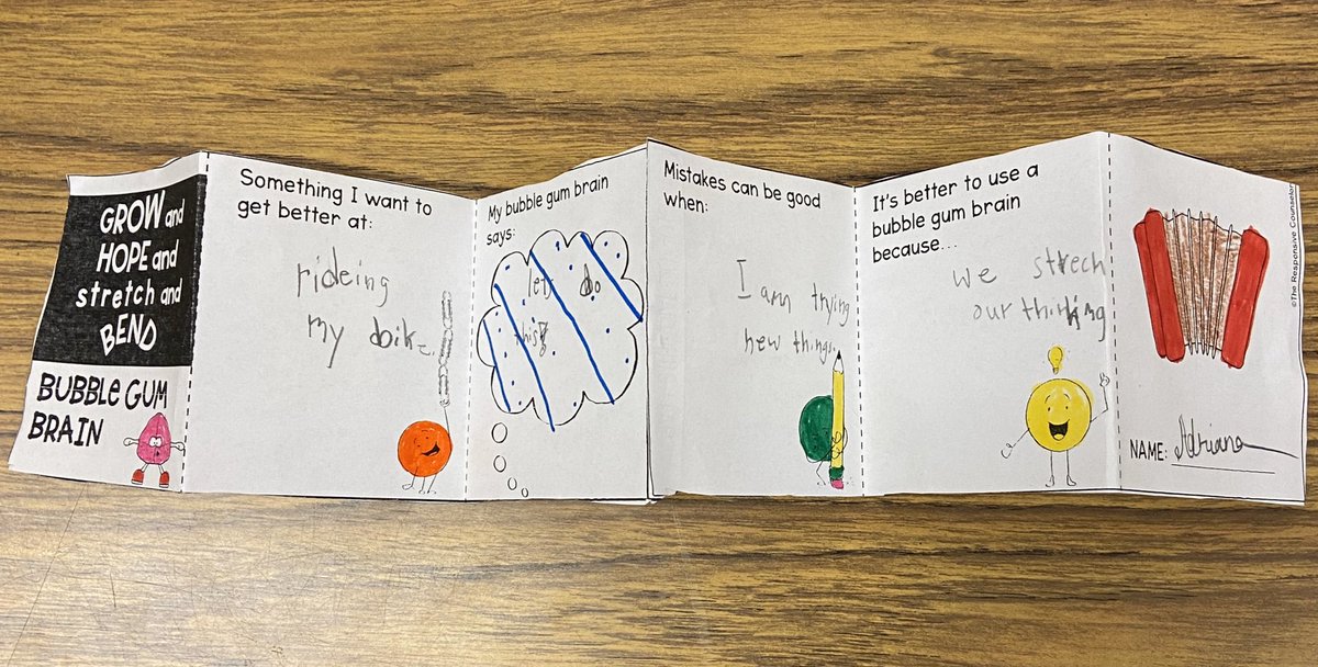 MBEScounselors's tweet photo. 2nd graders learn about growth mindset using Bubble Gum Brain by@juliacook! We made accordion books. Resource from The Responsive Counselor. https://t.co/0wNUFrCQHU
