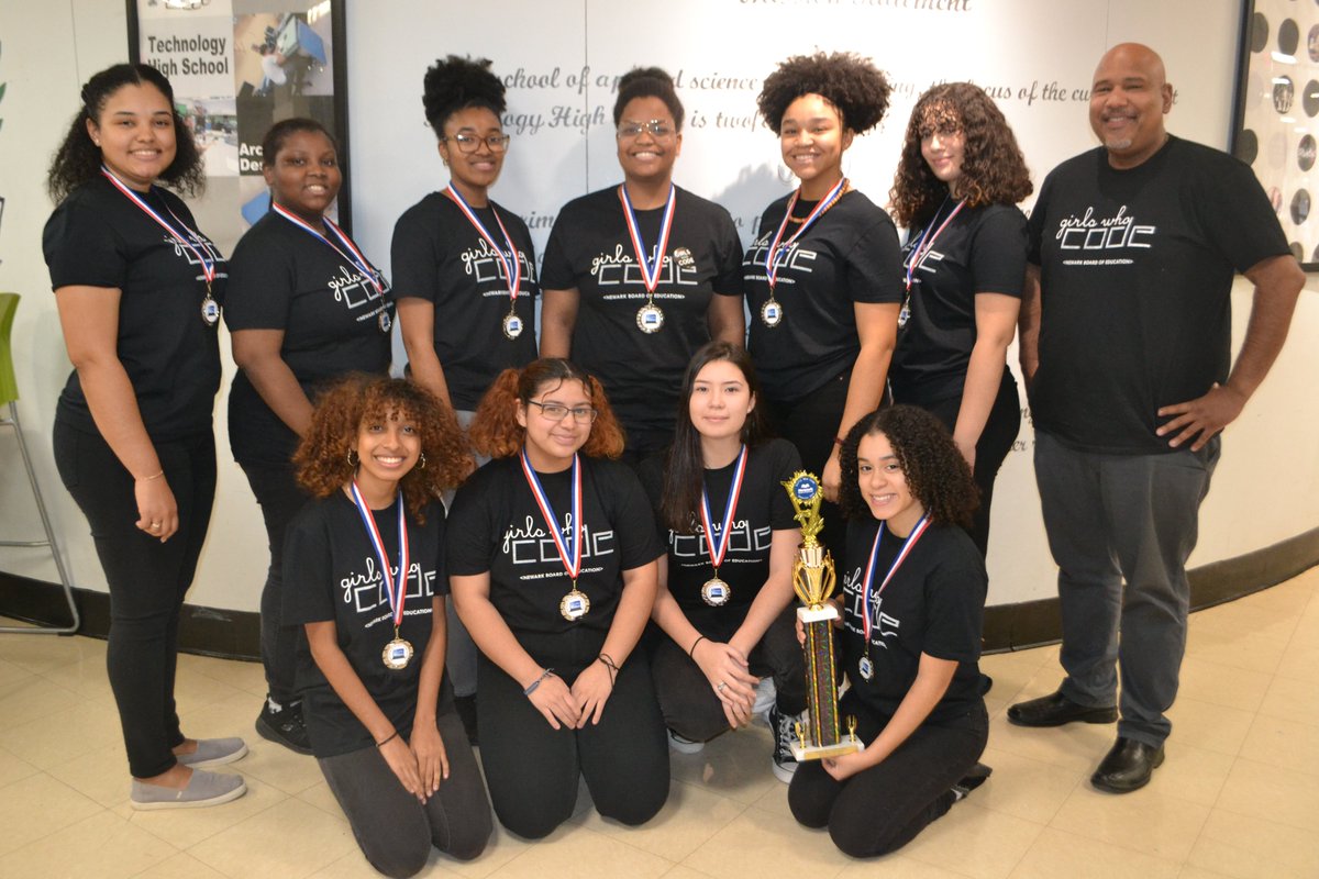 TechnologyHS's tweet photo. Second Place isn't bad. Technology High School Girls Who Code Team. Way to go!!!! https://t.co/kV1l6wzEQ3