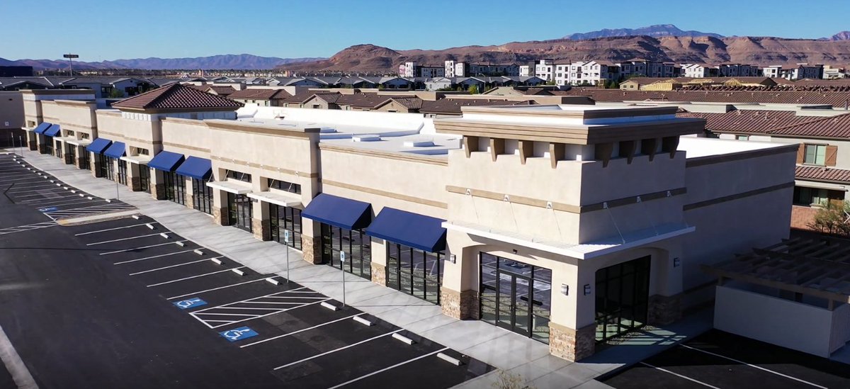 RemingtonNV's tweet photo. The shell buildings are complete at Post Pavilion in Southwest Las Vegas and we are now awaiting our final building inspection. Among the first businesses to open will be @dominos and @CrumblCookies in Spring 2020. Let the countdown begin! #PostPavilion #PropertyUpdate https://t.co/au0VInFo2F
