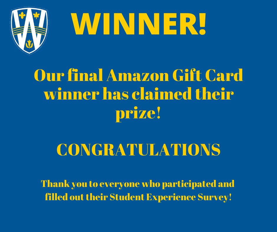 Congratulations to all three winners! Thank you to everyone who participated and filled out their Student Experience Survey.