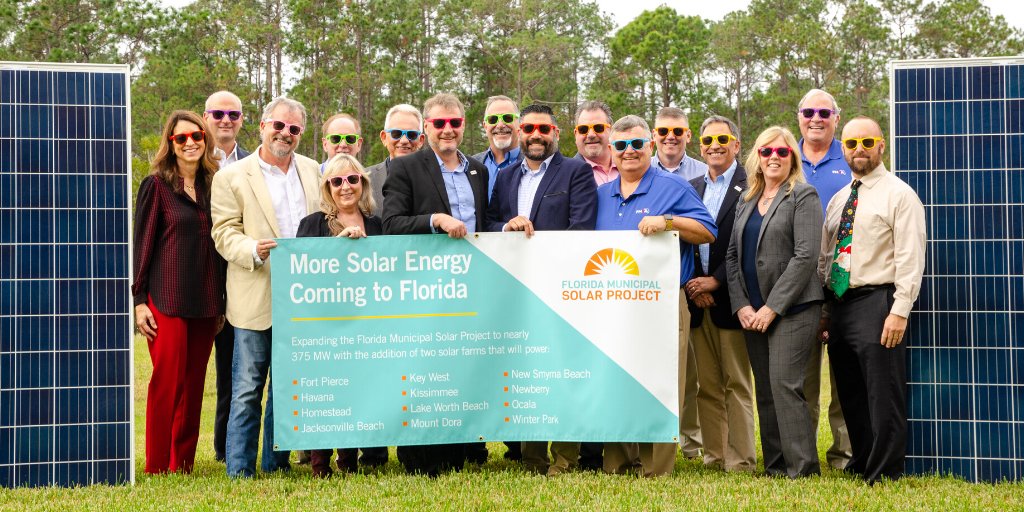 FMPAnews's tweet photo. More #solar is coming to #Florida. @FMPAnews along with 12 #FLPublicPower utilities and @OrigisEnergy will add 149 MW, or 66% more emissions-free energy, to what was already one of the largest municipal-backed #solar projects in the #nation. DETAILS: https://t.co/ZB2uDoMnlI https://t.co/gFvRukA5nO