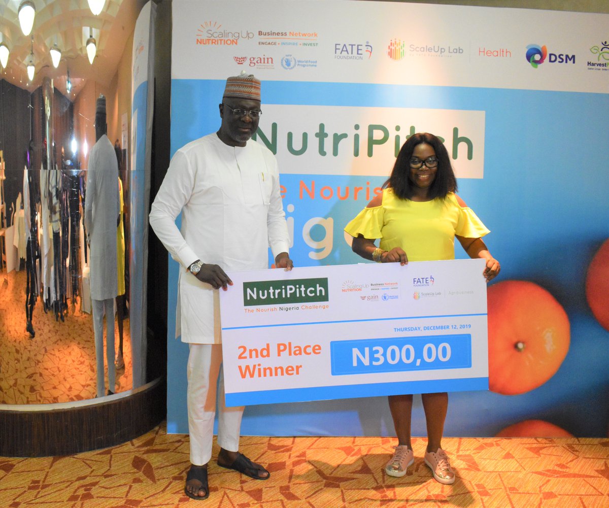 SUNBizNetNG's tweet photo. The first runner up for the #NutriPitch2019 Local Elevator Pitch Competition is Juliet Aigbe, Founder of Cakeflair. She will be going home with a cash prize of N300,000.
#NutriPitch2019
#Nutripreneurs
#TheBusinessofNutrition
#scaleupnutrition
#Rethinkinginnovation https://t.co/rV0foK5IRQ