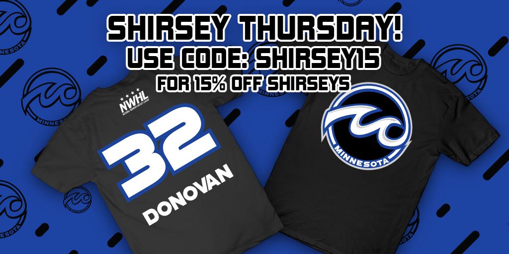 samdonovan32's tweet photo. 'Cap off your game day outfit with a @WhitecapsHockey shirsey! Use SHIRSEY15 for 15% off any shirsey at the @NWHL store today only. 

🔗: https://t.co/GbDrM7elRG https://t.co/GZn2P4JOqW