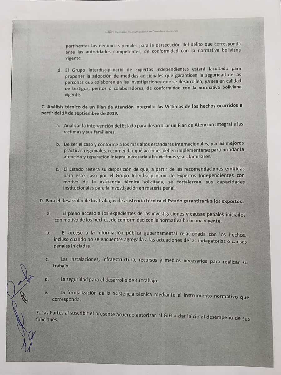 CIDH's tweet photo. URGENTE: 🔴 Gobierno de #Bolivia y la CIDH anuncian que firmaron hoy un acuerdo para instalar un GIEI - Grupo Independiente de Expertos Internacionales para coadyuvar en las investigar de los hechos de violencia del contexto electoral entre septiembre y diciembre de 2019 (1/6)👇 https://t.co/EDTeuVGRTF