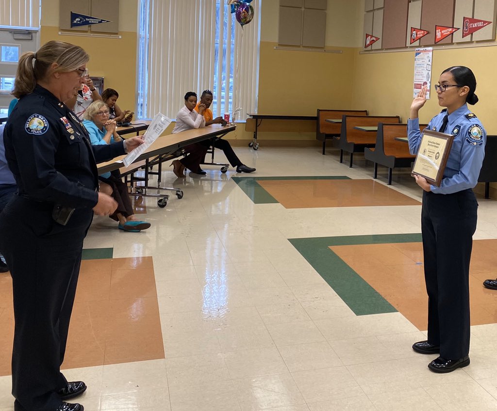 Melanie Bello was named Mayor of DBPD’s <a href="/ATL_Eagles/">Atlantic High School</a>’s Criminal Justice Academy program during the swearing in of their new supervisors this morning. Congratulations on your new position! #TEAMDelray