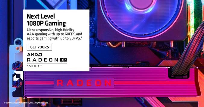 AMDIndia's tweet photo. The next level of 1080p gaming is here. Experience powerful gaming and exceptional performance with the all new RDNA powered #radeon RX 5500 XT graphics cards. @AMDGaming Say Yes to High-fidelity gaming! https://t.co/n6OaTfKHnr #AMD #AMDGaming #EquippedToWin #5500XT https://t.co/Q3OrkxzWDW