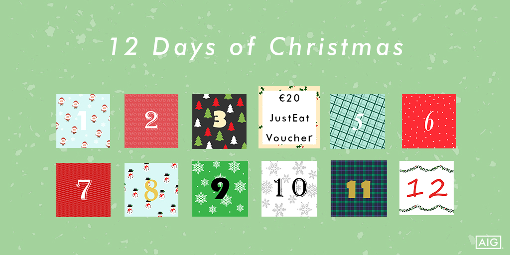 AIGIreland's tweet photo. ๐ Day 4 ๐ Our last โฌ20 JustEat voucher is up for grabs today! To enter simply RT with #AIGXMAS.
T&Cs: https://t.co/Dx5tSVdQiV https://t.co/ix2CNDVDsE