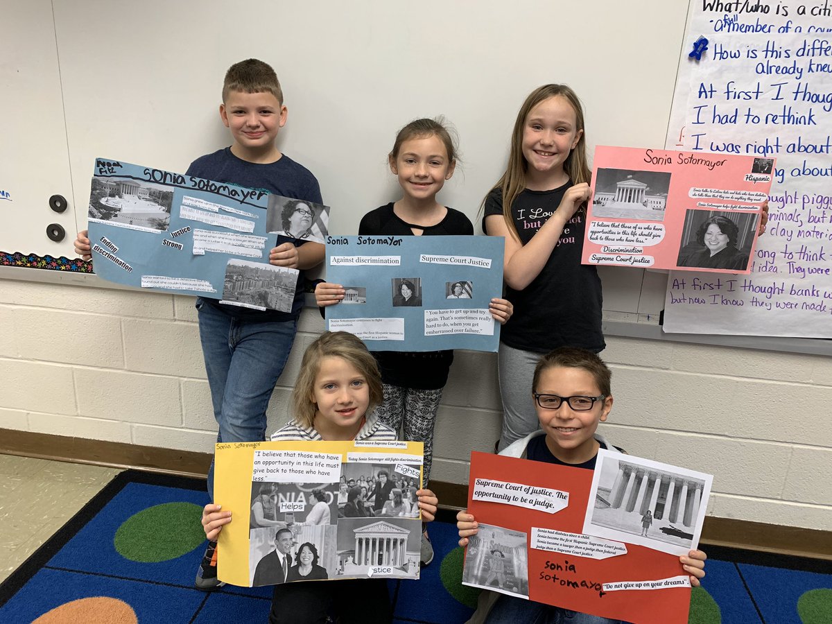 Students researched @SotomayorScotus to see how she used her voice to bring about change #thirdgrademagnet <a href="/emmakdoub/">Emma K Doub Elem</a> <a href="/CourtneyLeard/">Courtney Leard</a> <a href="/RaegonClutz/">Dr. Raegon Clutz</a> #voicesofchange
