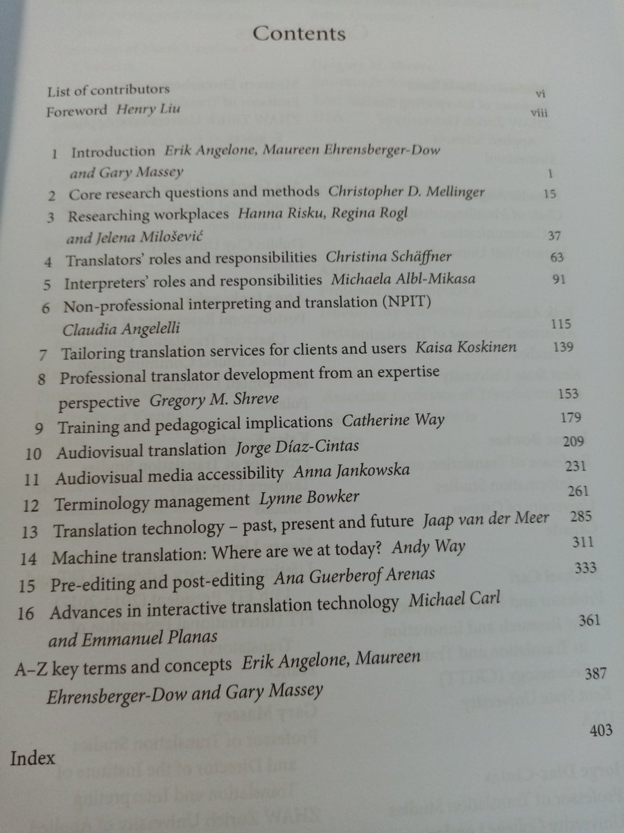 My #Xmas present is The <a href="/BloomsburyBooks/">Bloomsbury Books UK</a> Companion to the Language Industry Studies, edited by Erik Angelone, Maureen Ehrensberger-Dow &amp; Gary Massey. Thanks to <a href="/Jossmo/">Joseline</a> &amp; Pat Cadwell for improving my chapter on pre-editing and post-editing. #mt #xl8n Check the impressive TOC!