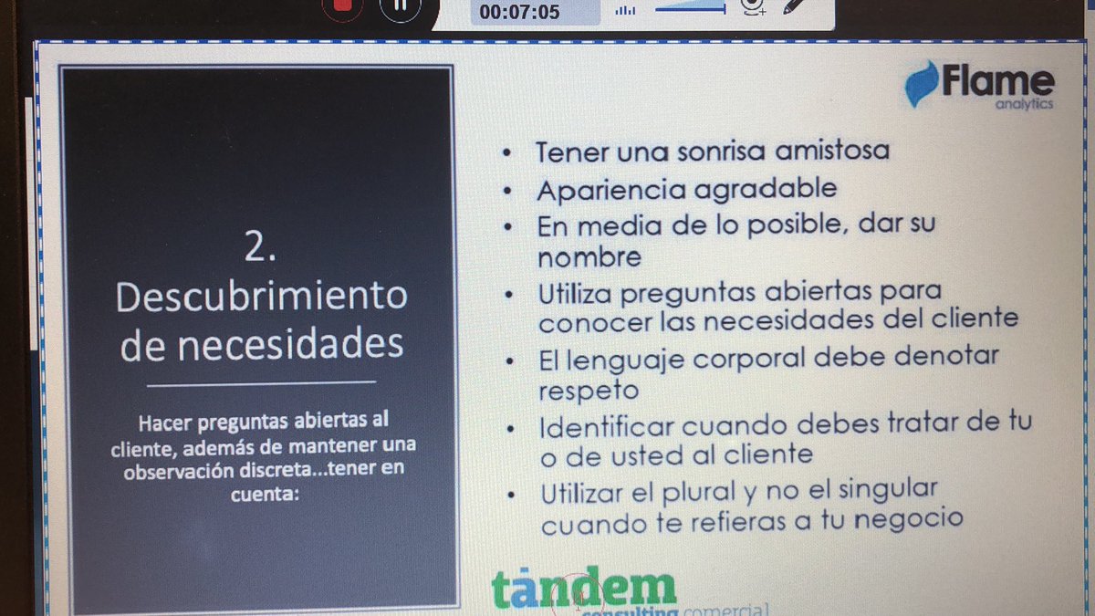 Flameanalytics's tweet photo. Una sonrisa 😀 amistosa es fundamental para lograr la venta efectiva. Esto y mucho mas nos lo cuenta @marivi_orta en el #webinarflame https://t.co/6QptIbdsLi