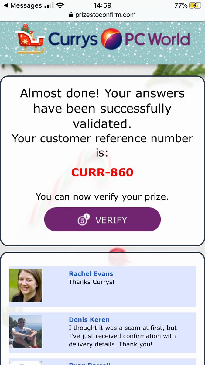 Our_Gary's tweet photo. @curryspcworld I received a text, opened the link, won an iPhone! Is this legit? https://t.co/Qfnmv3rUla