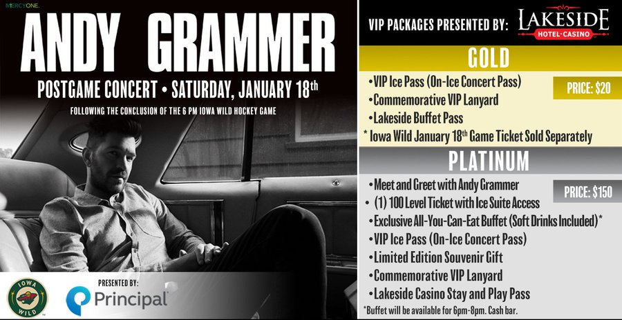 Award-winning musician 
<a href="/andygrammer/">Andy Grammer</a>
 will be performing LIVE after the game on January 18th, 2020! 

VIP packages are now available. Don't👏Miss👏OUT!👏

🎶 ➡️ bit.ly/33ashsm