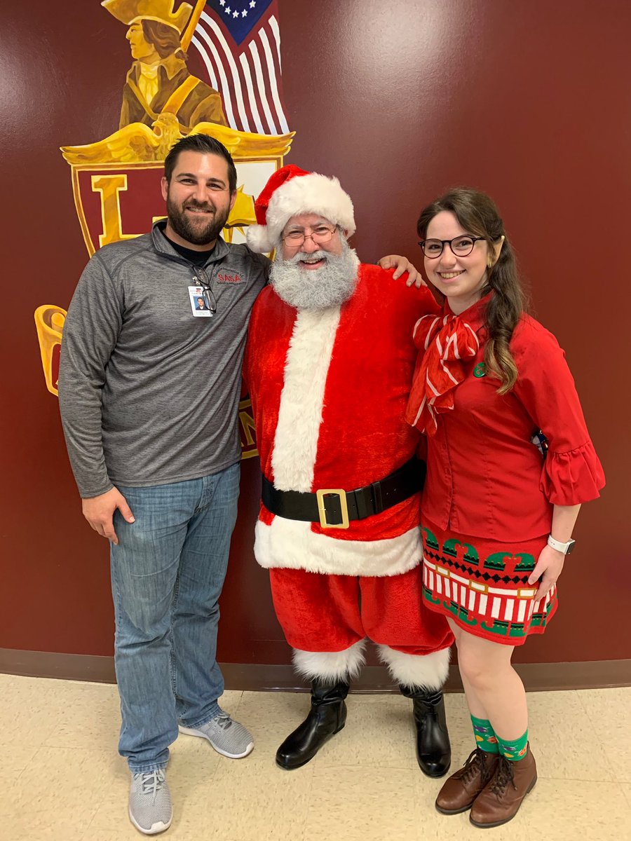 lakebrantley's tweet photo. .”Thank you Santa  and Santa’s helper for visiting Lake Brantley HS today!    We have lots of staff and students on our nice list this year!!” #brantleylife #happyholidays2019 https://t.co/urUBrIqoaQ