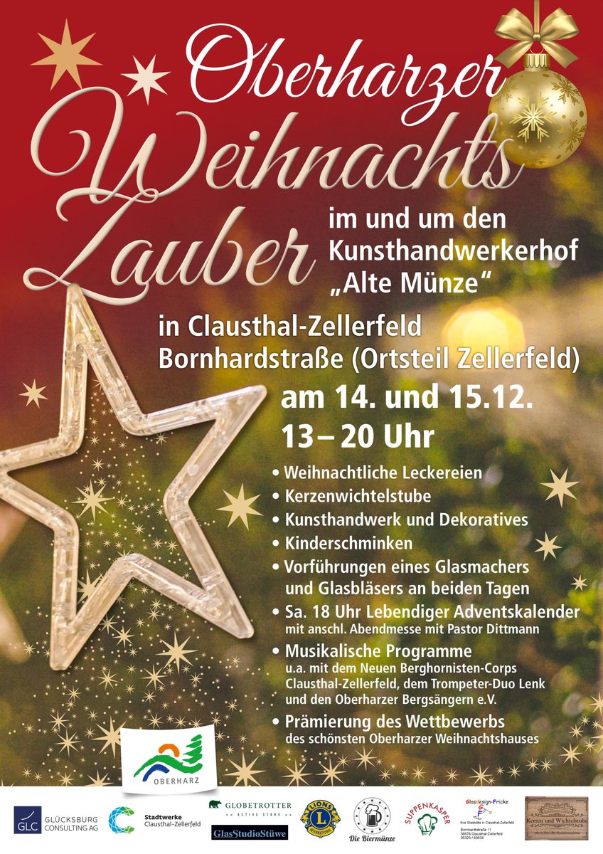 Oberharz's tweet photo. Nun ist es bald soweit! Unser "Oberharzer Weihnachtszauber" startet am Samstag. Das Wetter ist derzeit perfekt und soll sich auch so weiterhin halten! Wir freuen uns sehr auf gemütliche Stunden mit Euch und dass wir ein so schönes Programm gemeinsam gestalten konnten! https://t.co/tSuEpP6uUZ