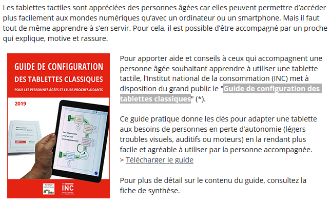 Conso_INC's tweet photo. Pour lutter contre l’#exclusion #numérique liée à l'âge, le guide de configuration des #tablettes tactiles de @Conso_INC et @CNSA_actu est disponible gratuitement 
👉https://t.co/H3dD6TC4Un  @BrocaLivingLab 
Explications en vidéo 👉https://t.co/XI7Wf1pg0Z https://t.co/CvZYRCj6FZ
