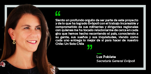 evopoli's tweet photo. “Siento un profundo orgullo de ser parte de este proyecto y de lo que ha logrado Evópoli con el trabajo de sus militantes, cada uno entrega lo mejor de sí para hacer de nuestro Chile: #UnSoloChile”.

@LuzPobleteC 
Secretaria General Evópoli
#7AñosAniversarioEvopoli https://t.co/Oc2syCQXBO