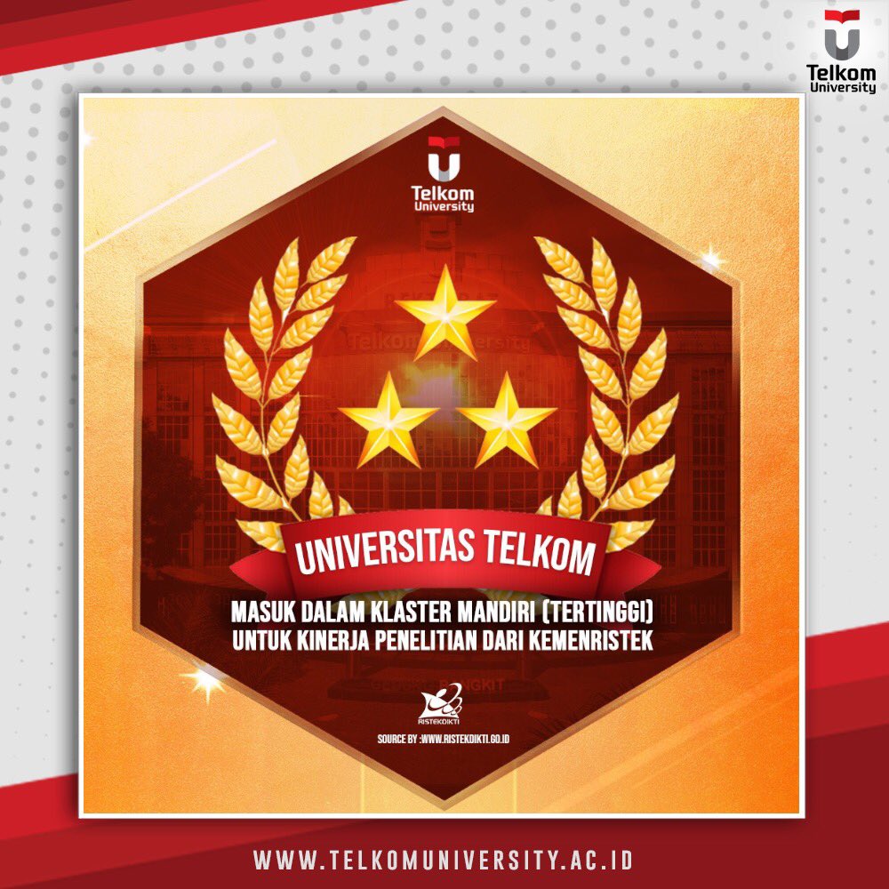 Pada tahun 2019, Telkom University berhasil masuk dalam Klaster Mandiri (Tertinggi) bintang tiga untuk kinerja penelitian dari Kemenristek/BRIN.