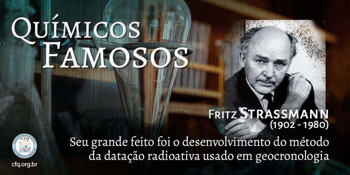 cfquimica's tweet photo. Hoje vamos te relembrar um grande nome da #ciência. O químico e físico alemão #FritzStrassmann.
#CFQ #Química https://t.co/sNSX6DrKNI