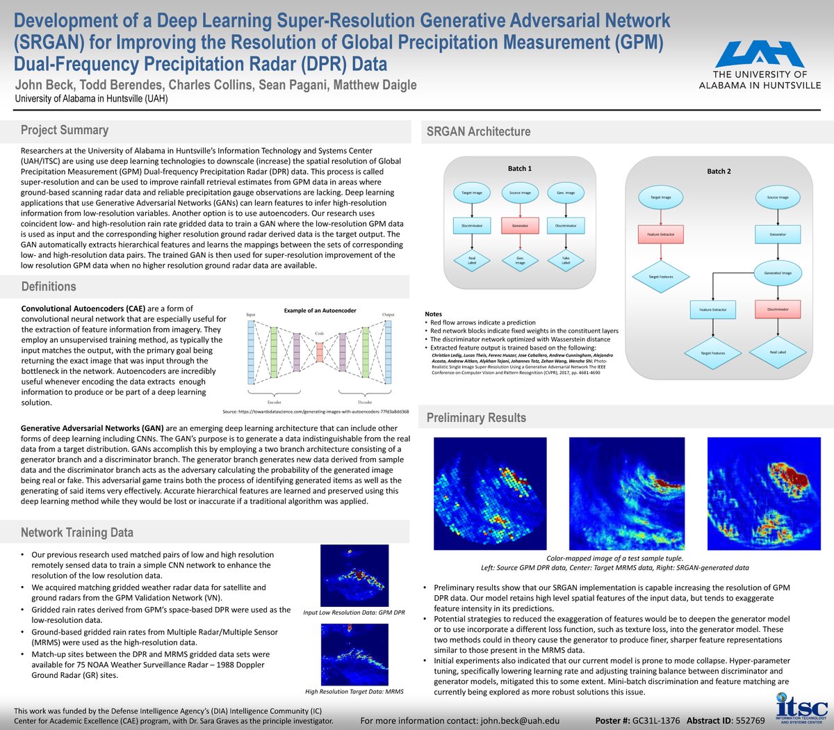 ITSC_UAH's tweet photo. We'd like to thank everyone who came to visit us at #AGU19! If you're interested, you can find the @ITSC_UAH 
 posters at https://t.co/HkX2zWicLJ. Scientist @GeoffreyStano will also be supporting NASA Booth #535 from 4-5 PM today if you'd like to stop by! https://t.co/ClnSE7nM0H