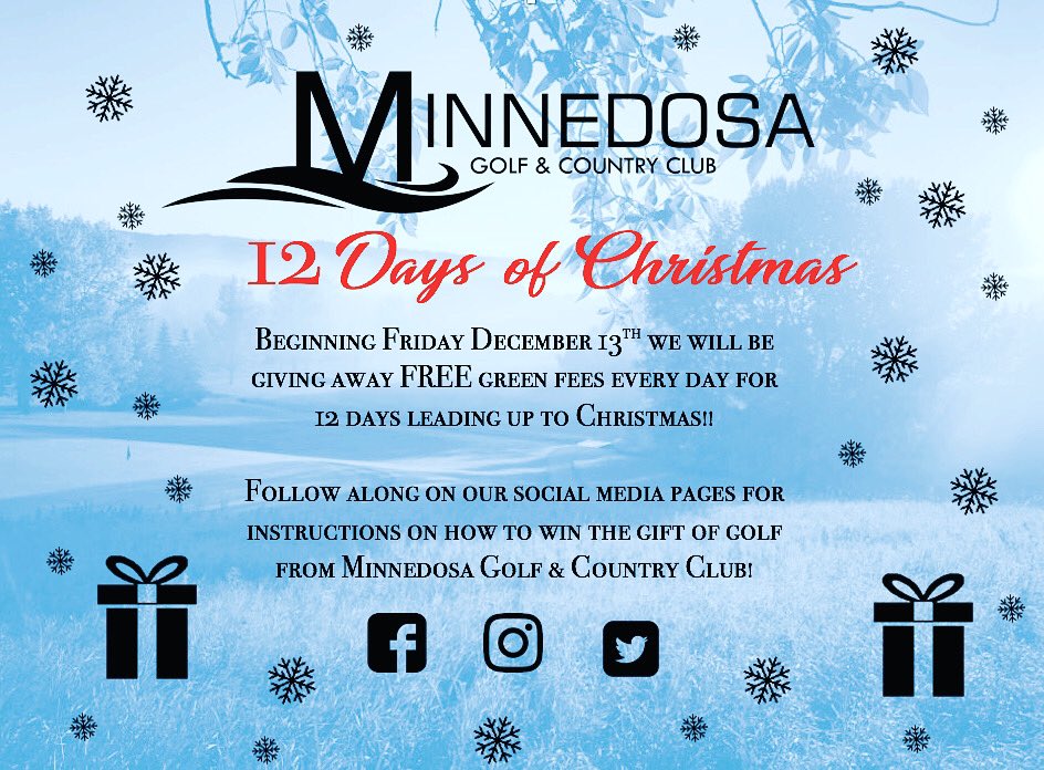 Minnedosagolf's tweet photo. ❄️CHRISTMAS GIVEAWAY❄️

We are giving away free golf for the the next 12 days on all social media. To enter on Twitter:

> Follow @Minnedosagolf 

> Like &amp; Retweet this post

> Bonus Entry: Comment your favorite golf hole in Manitoba! 

#MerryChristmas #DosaNational https://t.co/YoQO3ZJ9Ag