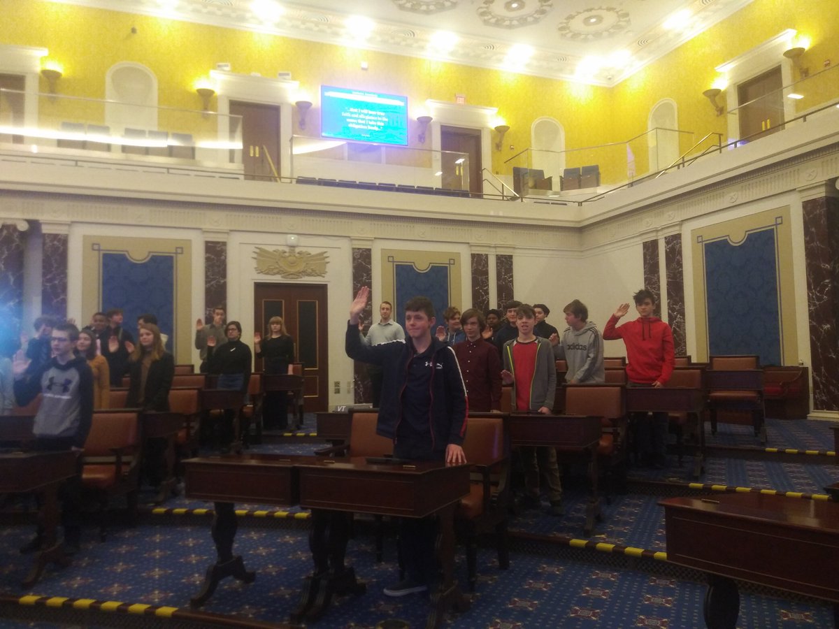rangerhousepcis's tweet photo. Ranger Grade 8 students being sworn in at the Senate experience at the Teddy Kennedy Center at JFK Library https://t.co/yG09tv2K4u