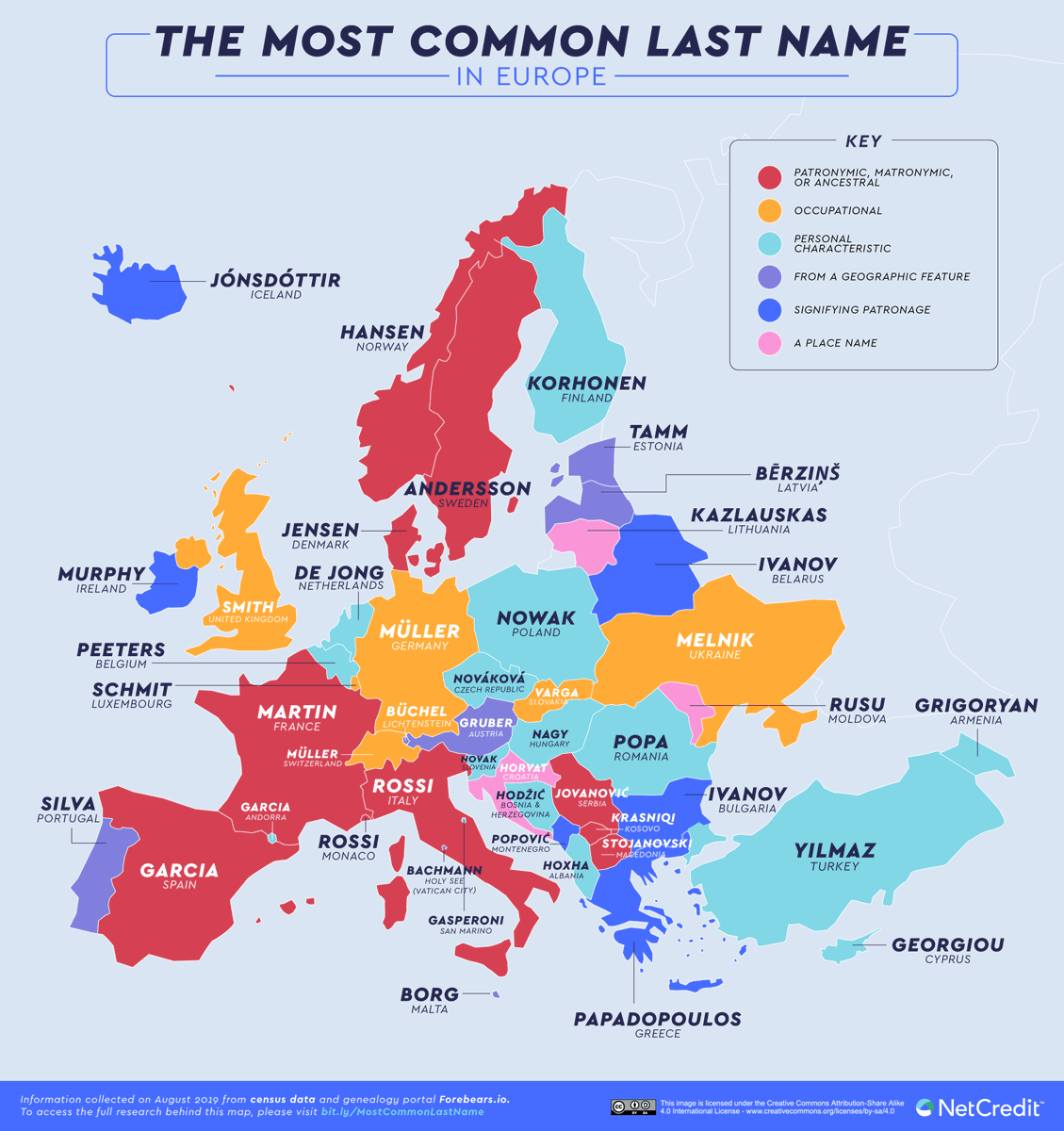 edipyuksel's tweet photo. Most common last names in Europe...

#ediMap https://t.co/pN2pfyRiqe