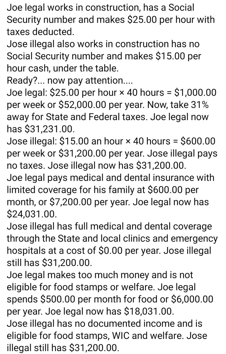 TheRebelConser1's tweet photo. Not my words, but accurate and very well explained.
#BuildTheWall #Trump2020 #WitchesForTrump #LegalImmigrantsWelcome https://t.co/cJNsXLSgzv