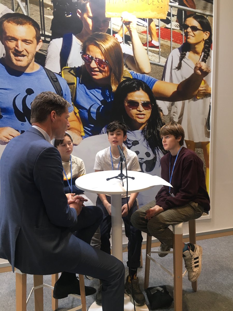 Kinderenergy's tweet photo. Wonderful to see children being interviewed here at #COP25! #AskTheKids #WhyAreYouImportant for #Earth?Does #GreenDeal promote Children as a #Resource and a world with #MoreChildren? #KidsAreGreenGrowthPlanetNeeds! https://t.co/0UjzXtRPnL