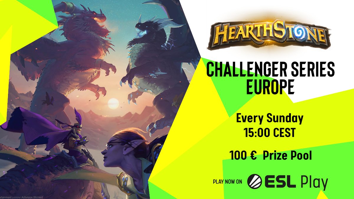 🏆 No time to waste, Descent of Dragons is now live. Time to duel!

➡ Register now :: play.eslgaming.com/hearthstone/eu…