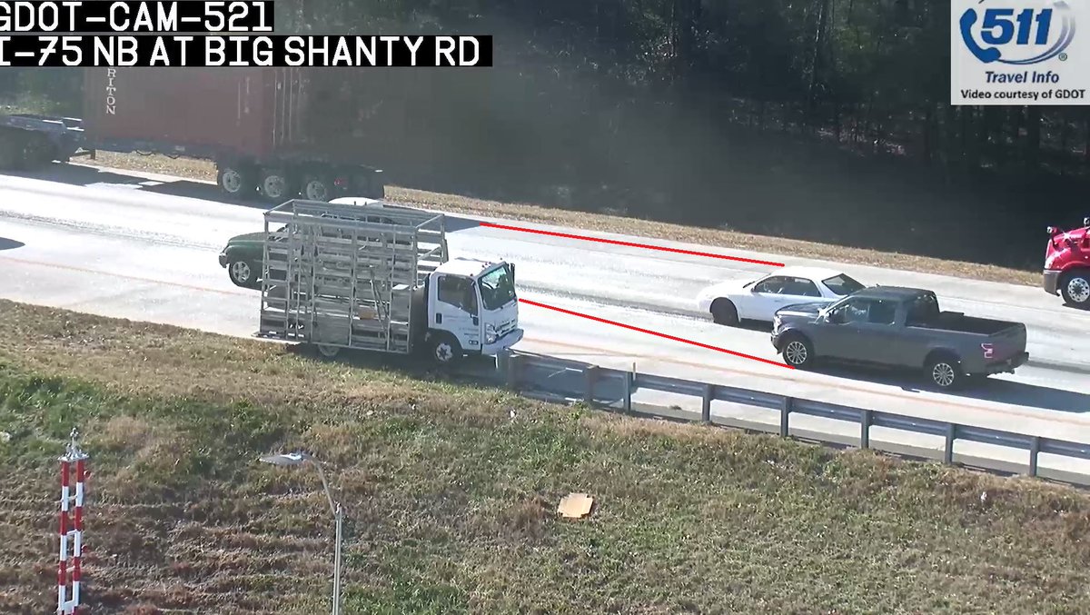TRAVEL ADVISORY in Cobb Co. Glass Debris on I75/sb south of Chastain