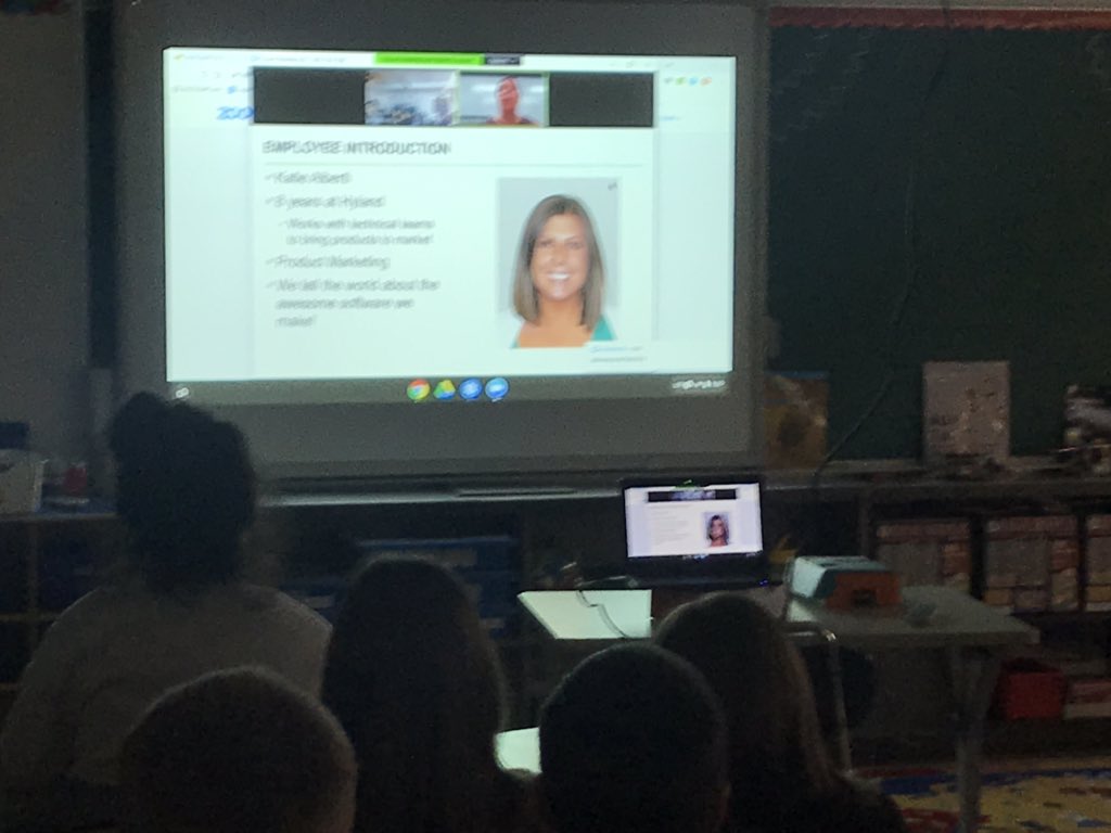 cjbrady4's tweet photo. Great start to our day with a virtual meeting with Katie from Hyland Software! Thank you for inspiring our computer scientists to never stop learning! #TECH_CORPS #CSEdWeek @RedwoodALCS @ErieviewEagles @WV_Wildcats #ALexcellence https://t.co/4Z4Y4OQMwS