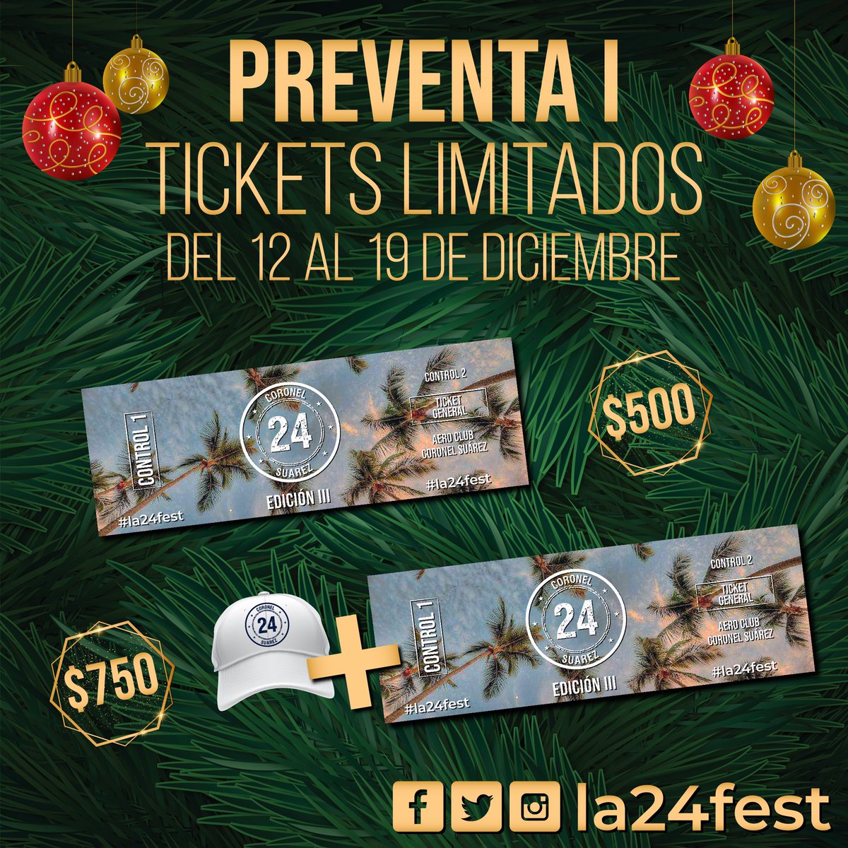 ¡PREVENTA I!

Empezamos con la venta de tickets para •la24fest•, una gran fiesta que tiene muchas sorpresas de las que ya te vas a ir enterando de a poco

🎉Dale RT y participa por TICKETS FREE 

¡Se viene la EDICIÓN III de la24fest y vos no te la podes perder!

#La24Fest