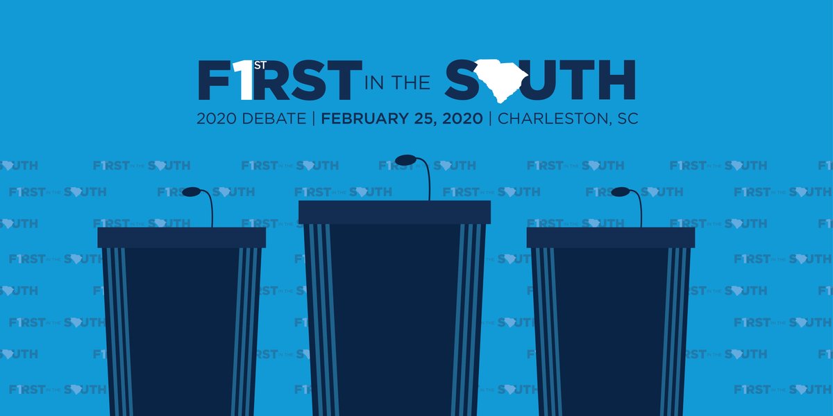 scdp's tweet image. We are thrilled to announce the First in the South Debate in Charleston on Feb. 25th! The SCDP is looking forward to partnering with the @TheDemocrats @CBCInstitute @CBSNews and @Twitter. Can't wait to welcome Democrats from across the nation to the Lowcountry!