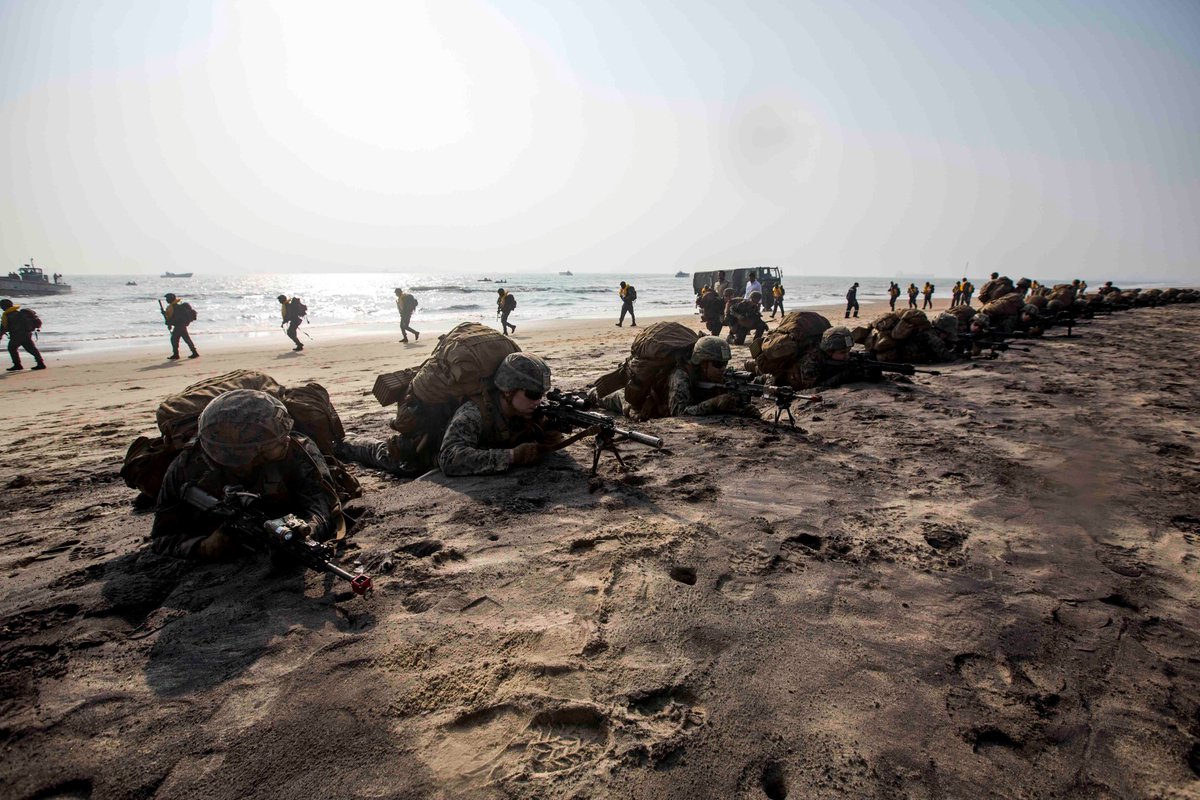 US Marines during exercise #tigertriumph with Indian Army at Kakinada beach, India.

#Marines #USMC