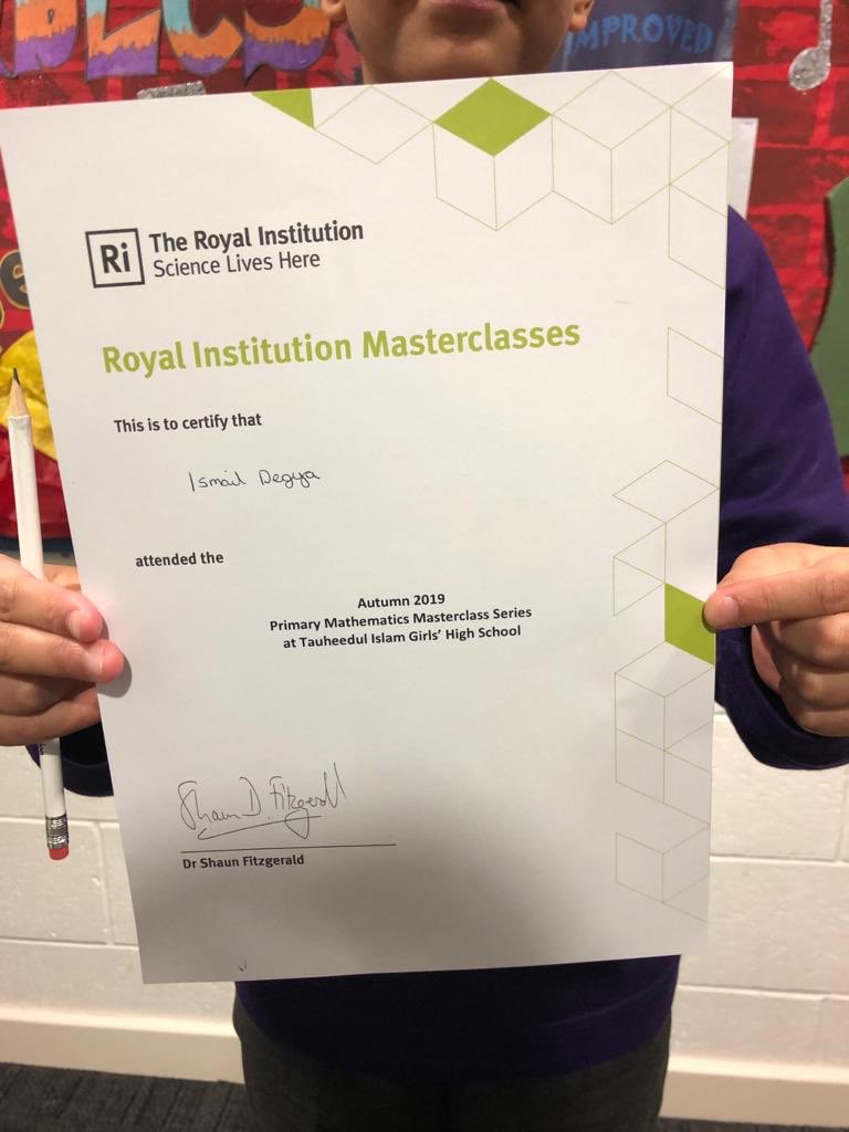 olive_bburn's tweet photo. Congratulations to Ismail Degya in completing the Primary Mathematics Masterclass Series at Tauheedul Islam Girls’ High School. A special thank you to Dr Carole Tham - @TauheedulGirls Mathematics teacher - who made this happen for our pupils. They have benefited greatly! https://t.co/ICGb9qx57Y