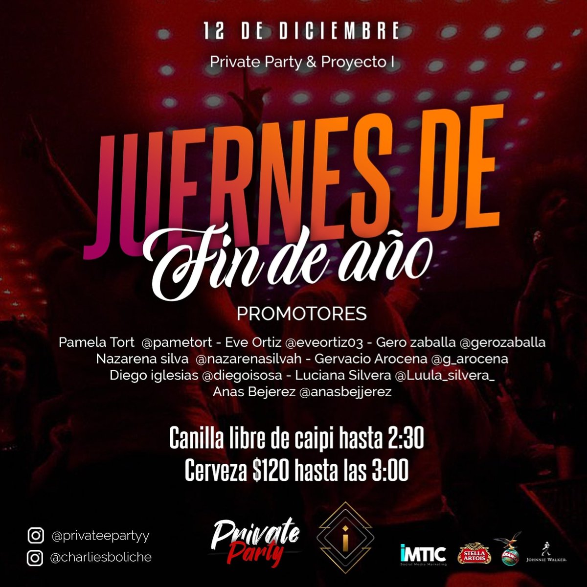 MartinMt314's tweet photo. 🕺 Éste jueves huele a viernes 😈 #HOLA #JUERNES 💃🎶🍻💣🔥
#CharliesBoliche
#PrivateParty
#ProyectoI https://t.co/3SswkfyAQ8