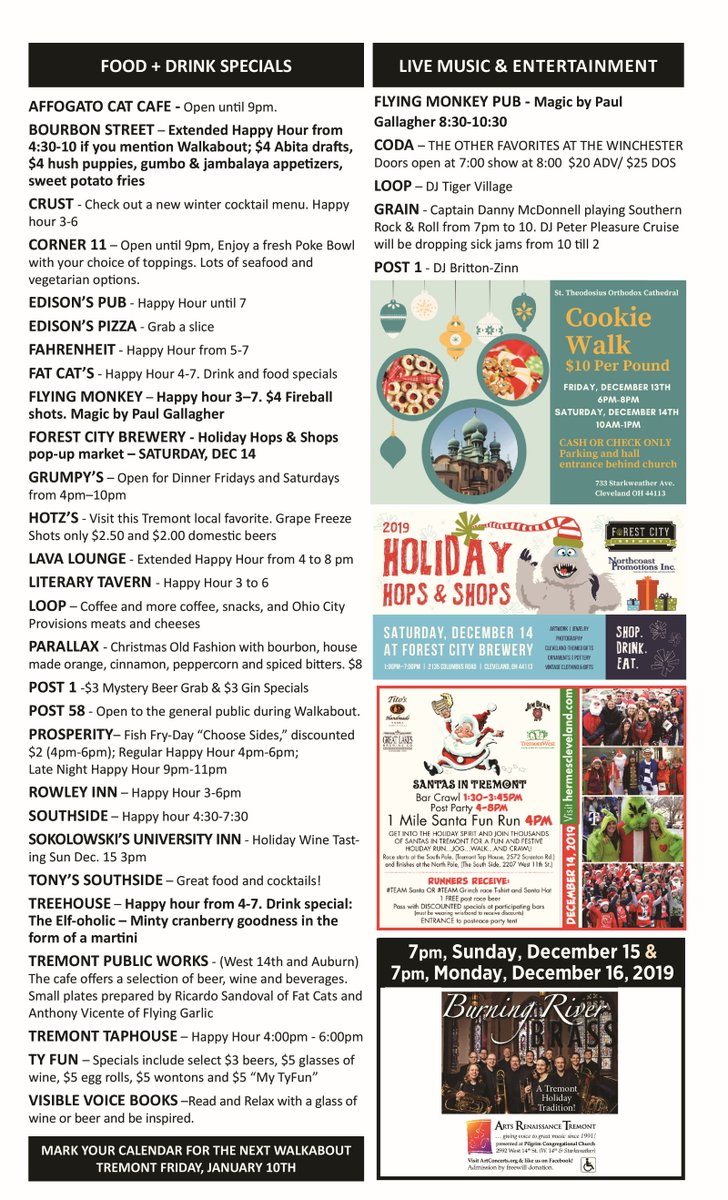 What's happening tomorrow night during #WalkaboutTremont? A whole bunch of stuff. Holiday shopping, art openings, food &amp; drink specials+more... check it out: experiencetremont.com/featured-event…