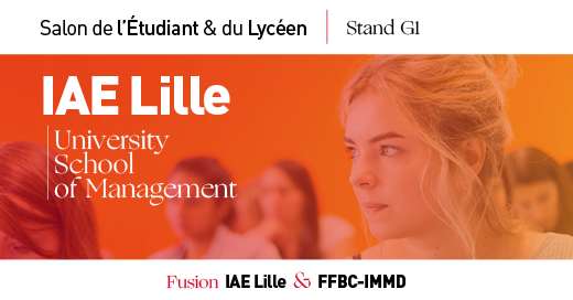 L'IAE Lille sera présent avec la Faculté #FFBC-IMMD sur le Salon de l'Étudiant &amp; du Lycéen, <a href="/letudiant/">l'Etudiant</a> ! Tu pourras découvrir l'ensemble de nos formations du 9 au 11 janvier à <a href="/LilleGrandPalai/">Lille Grand Palais</a> !

<a href="/IAEFRANCE/">IAE FRANCE</a> <a href="/univ_lille/">Université de Lille</a> <a href="/FFBC_UnivLille2/">FFBC</a>
