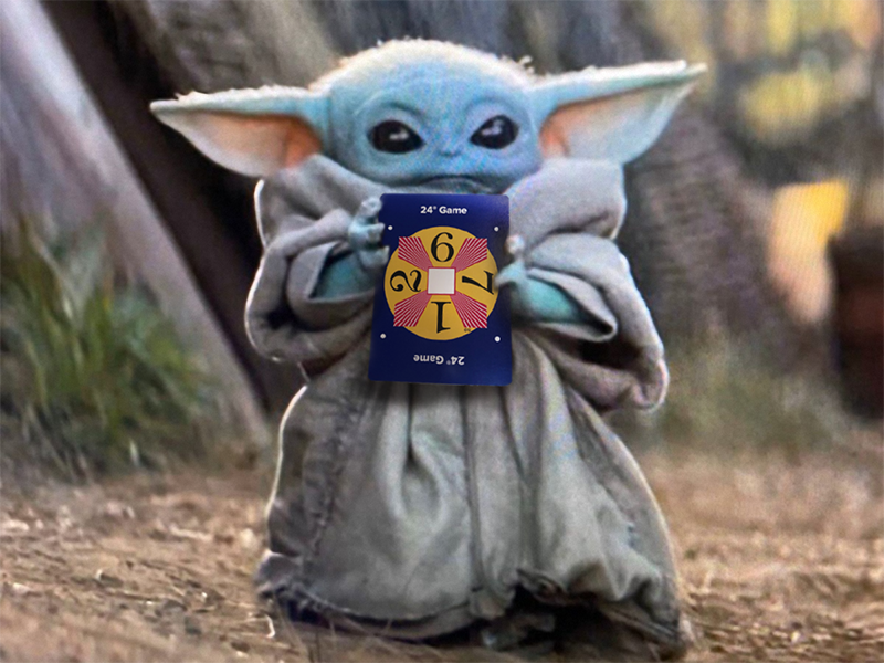 24game's tweet photo. Loves @24game Mini Cards Baby Yoda does! #24Game #BabyYoda https://t.co/V2vDd65ydB https://t.co/VkW5KOibpb