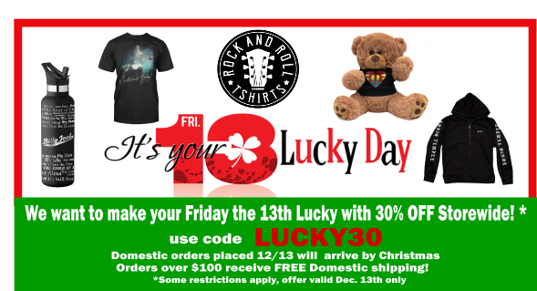 rockandrollts's tweet photo. Tomorrow may be Friday the 13th, but we're making yours LUCKY!🍀Starting MIDNIGHT ET tonight through MIDNIGHT ET Friday use code LUCKY30 and take 30% off our entire store!
https://t.co/f9TqyWsb7z
#billyjoel #melissaetheridge #zztop #kiss #hozier #thecult #paulsimon #kingsofleon https://t.co/vGGO9Uy5Uj