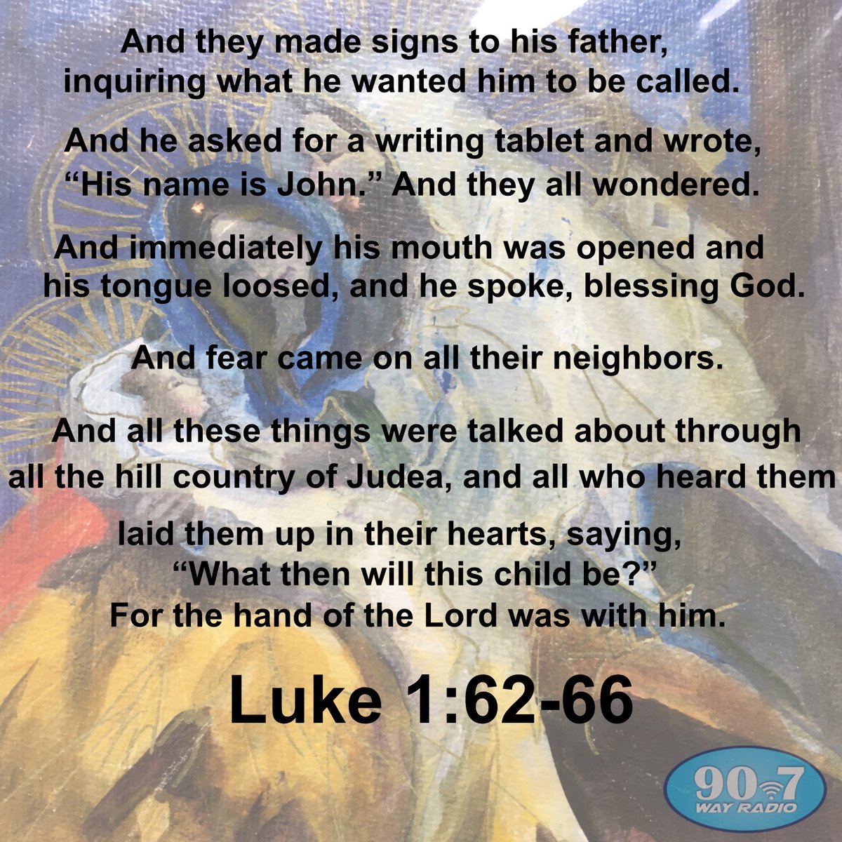 WAYRadioBWK's tweet photo. Today is the day that Zechariah's mouth is open and he sings the praises of God! https://t.co/5DwFnv0zVu