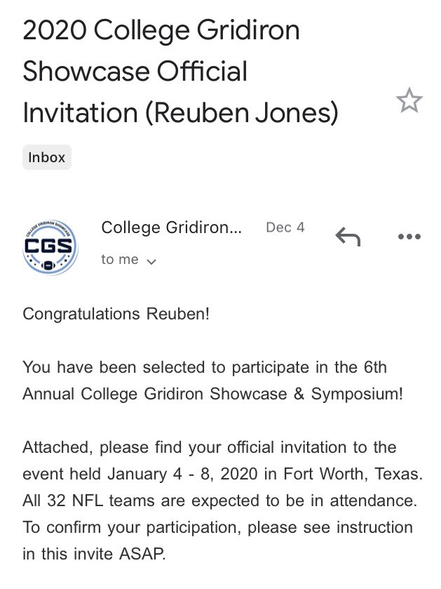 ImDatDude44's tweet photo. Blessed to receive an invitation. It’s accepted. Bet this hard work payoff, no days off. https://t.co/7Zvnuw7eag