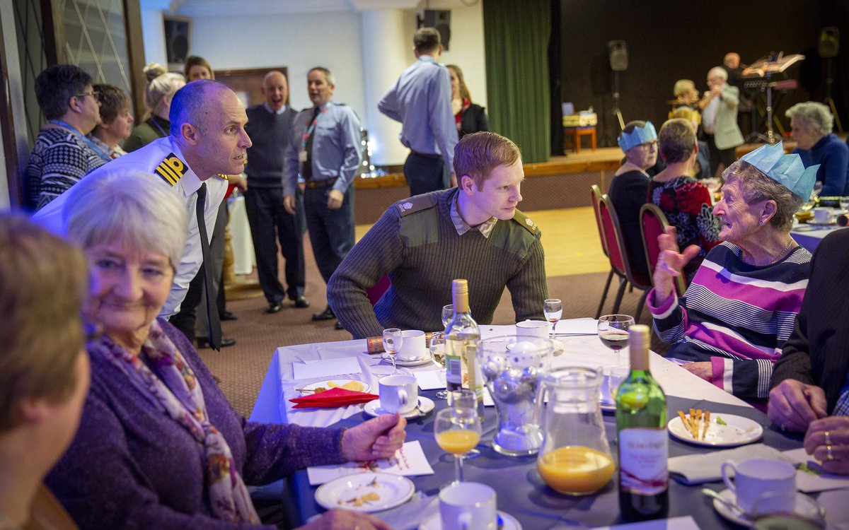 RAF_Cosford's tweet photo. We would like to offer our sincere apologies to the ladies in this image who came to Cosfordโs OAPsโ Christmas party today hoping to meet some lovely @RoyalAirForce personnel & found themselves left with @RoyalNavy & @BritishArmy officers instead. Weโll do better next year. ๐ https://t.co/ox13W0s7wu